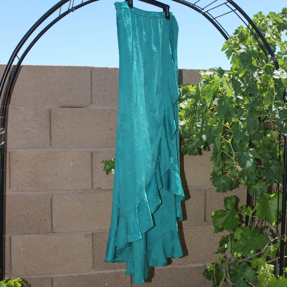 Wrap High Low Skirt with Ruffled Edge